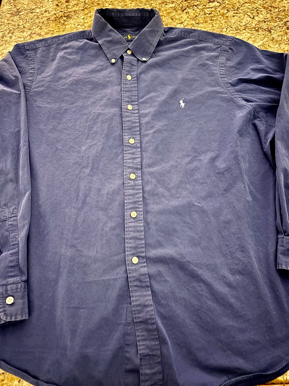 Ralph Lauren Men's Button-Down Shirt in Navy with Embroidered Pony